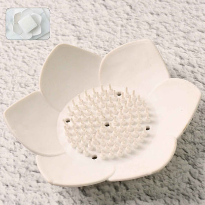 Elegant Lotus-Shaped Self-Draining Soap Dish Holder (1 Pc)