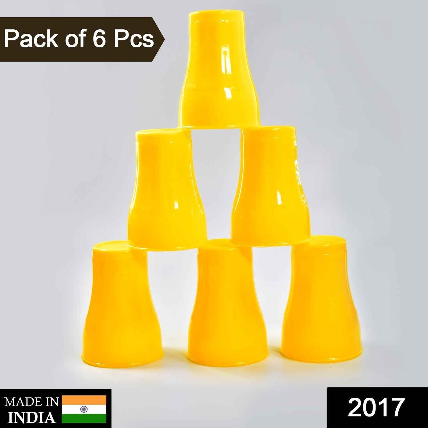 Plastic Glass , Freezer safe Glass, 300ml, Multicolor (Set of 6)