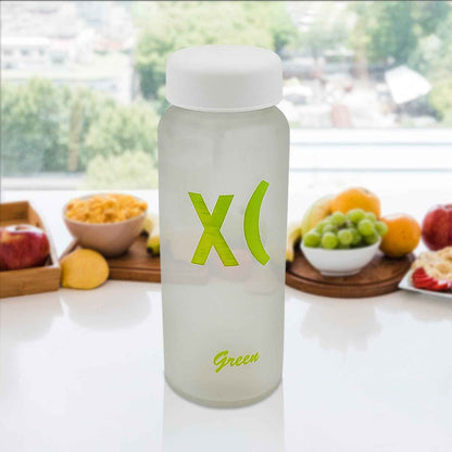 Outdoor Sport Glass water bottle (450 ML Approx / Mix Color / Design)