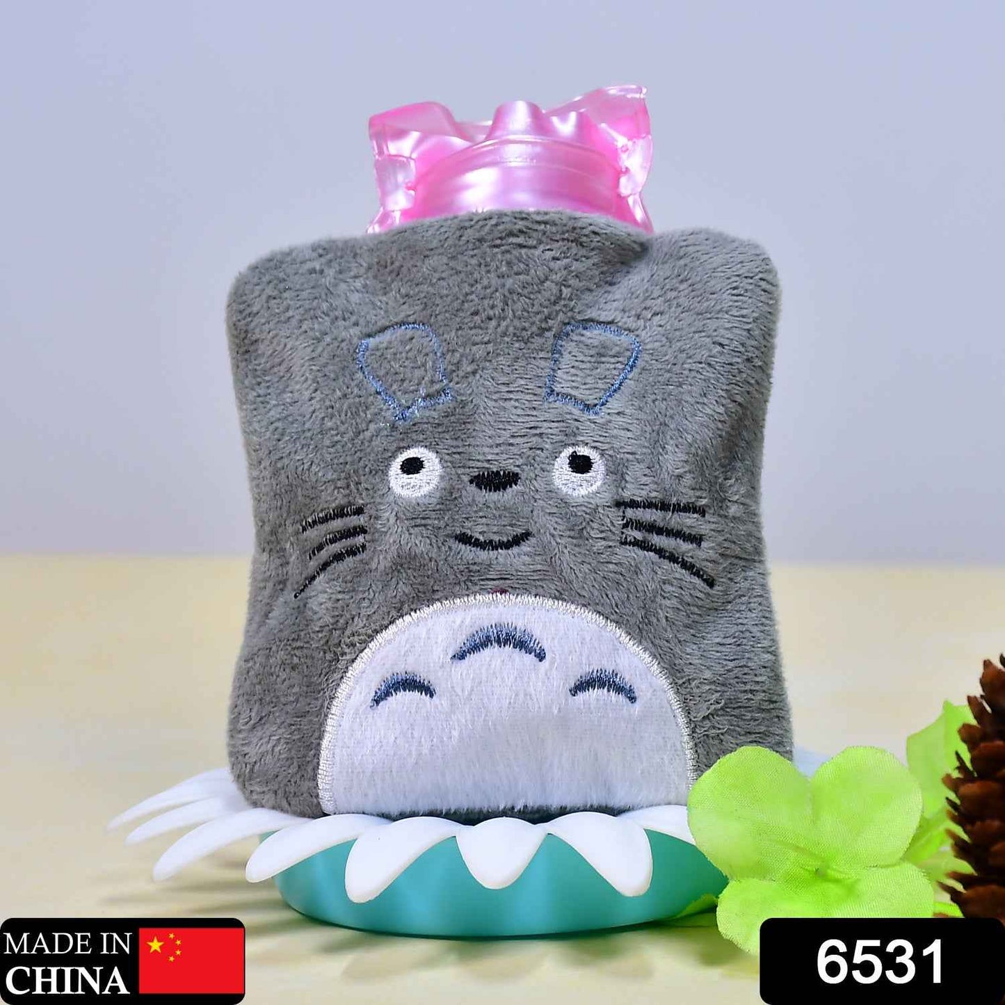 Totoro Cartoon Small Hot Water Bag with Cover for Pain Relief