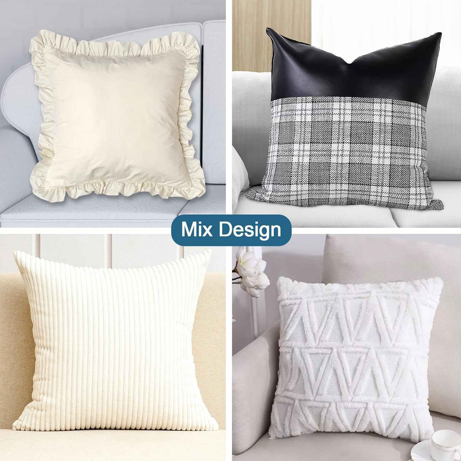 Pillow Covers, Couch Pillows Cover, Soft Decorative Cover (Mix Color & Design / 2 Pc)