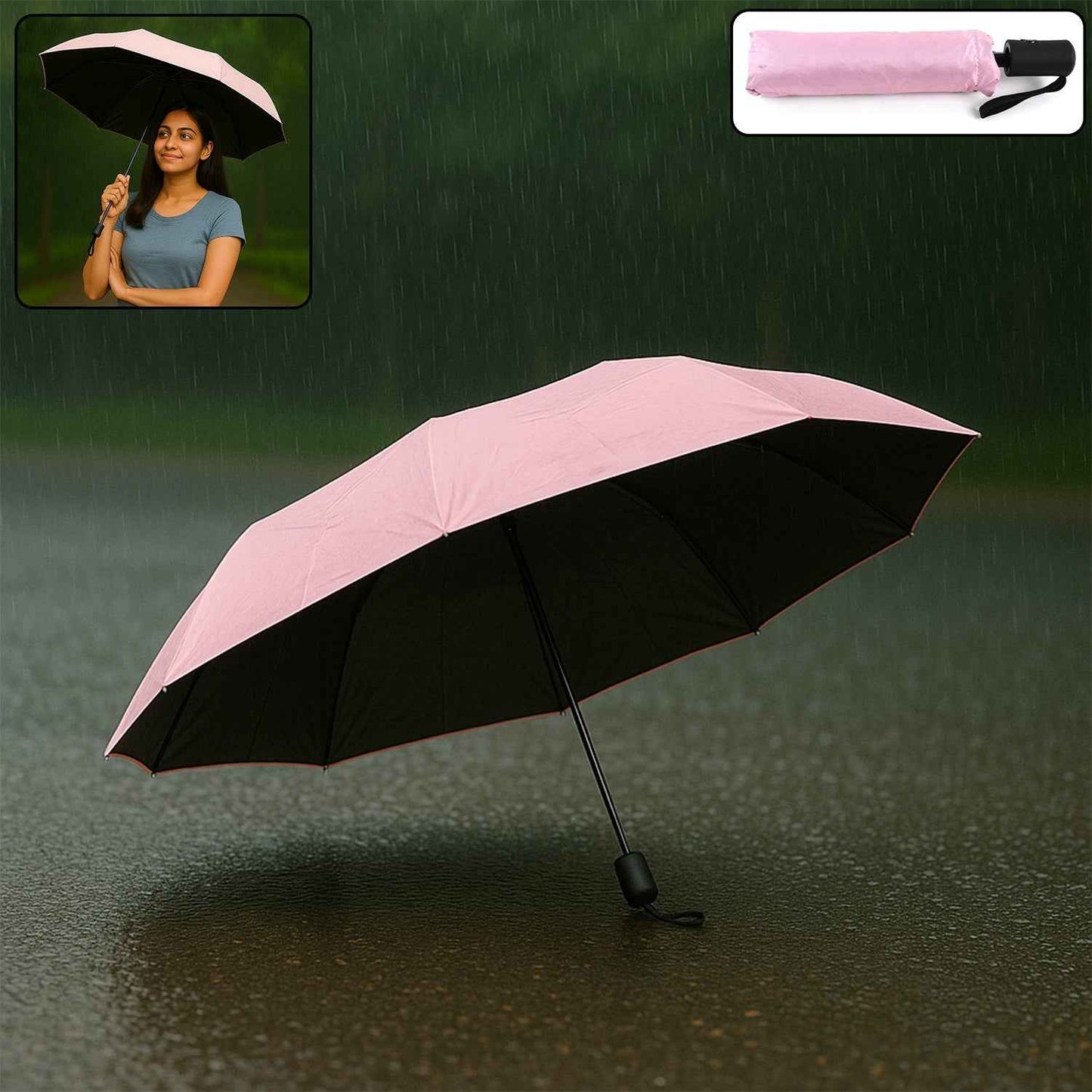 3-Fold Umbrella Summer Sun and Rain Protection Foldable Cute Umbrella || UV Protection Rain Sun Umbrella || Travel Accessories || Umbrella for Children, Girls, and Boys (1 Pc)