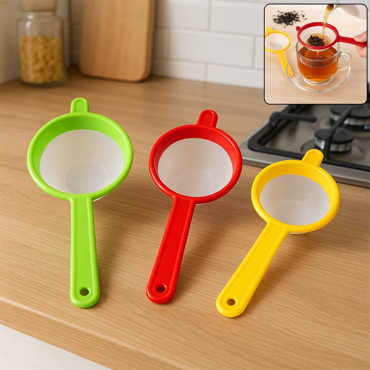 Plastic Multipurpose Tea and Coffee Strainer (Pack of 3)