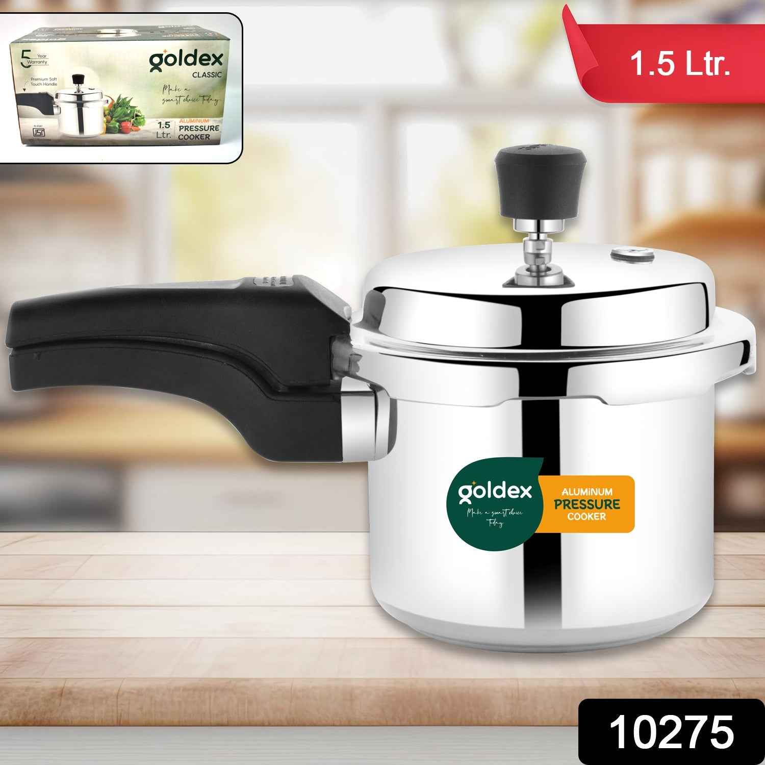 Aluminium Classic Goldex Pressure Cookers With Outer Lid (1.5 Litres / 5-Year warranty,  ISI Number :- 2347, BIS Number :- CM/L -7600164310