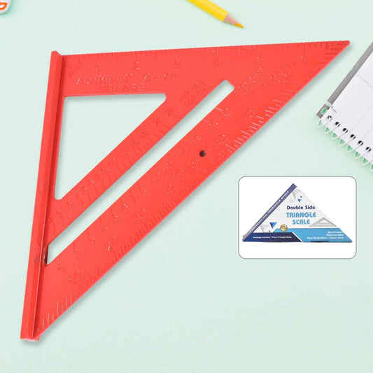 Double Side Scale Triangle / Ruler Measurement Hand Tool (1 Pc / Red)