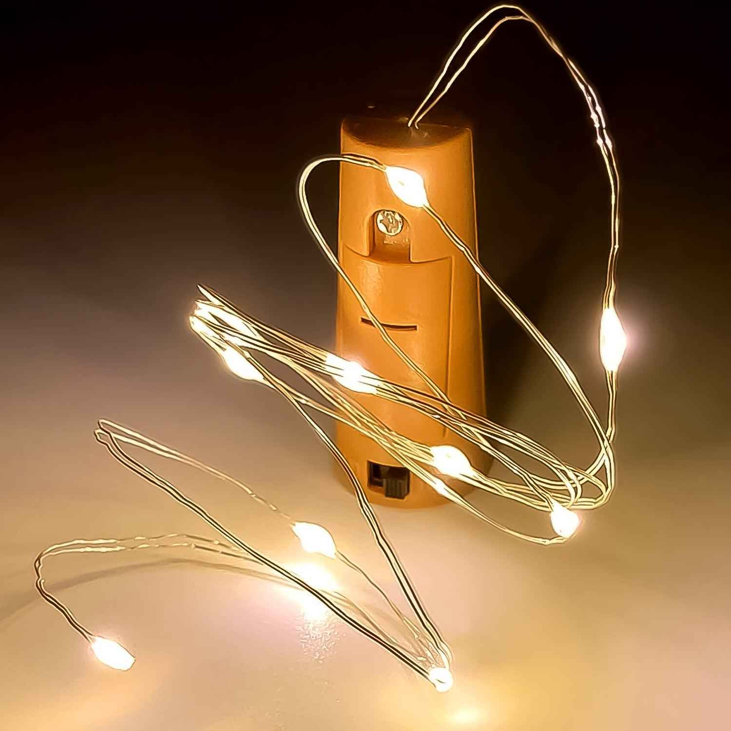 Wine Bottle Cork LED String Light – 2M Cable, Battery Operated, Warm White (1 Pc)