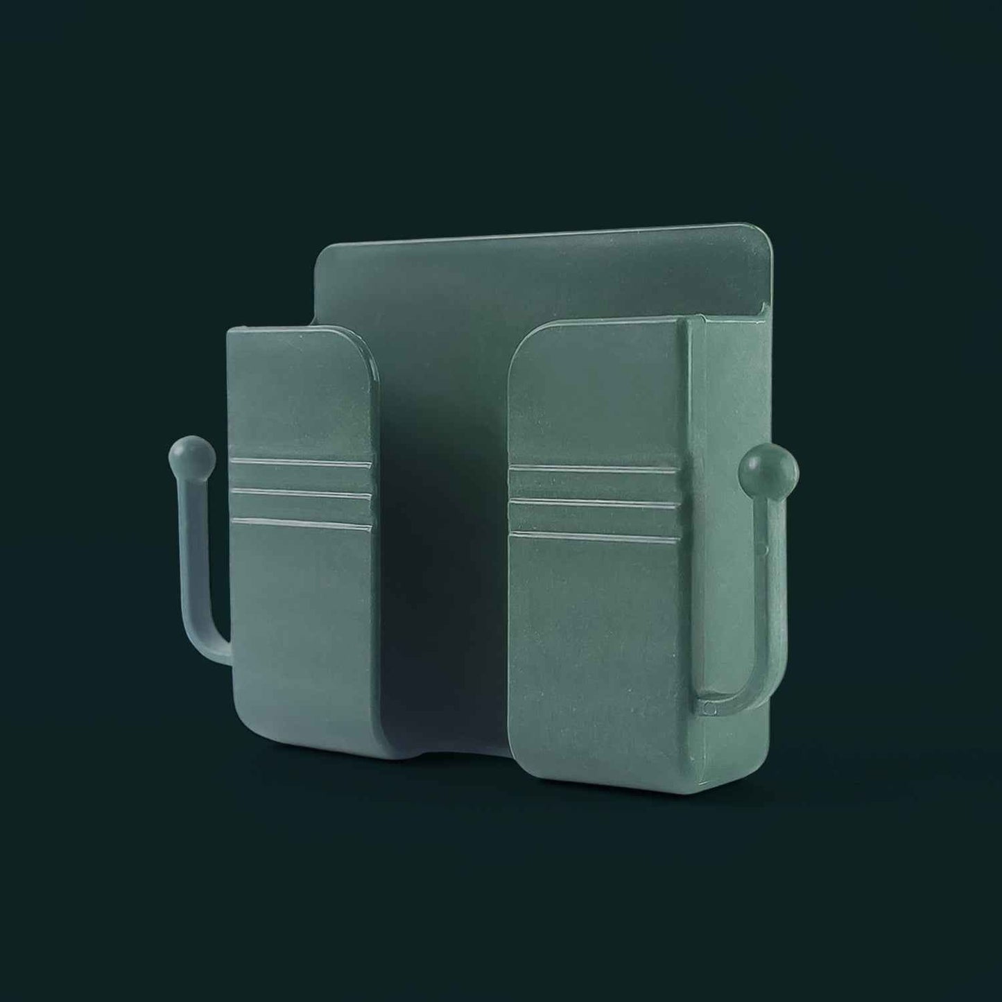 Wall-Mounted Mobile Charging Holder with Dual Hooks (1 Pc)