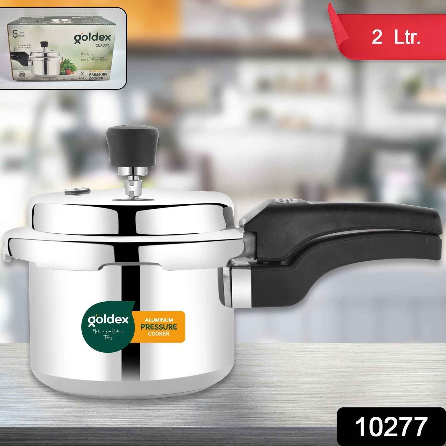 Aluminium Classic Goldex Pressure Cookers With Outer Lid (2 Litres / 5-Year warranty,  ISI Number :- 2347, BIS Number :- CM/L -7600164310