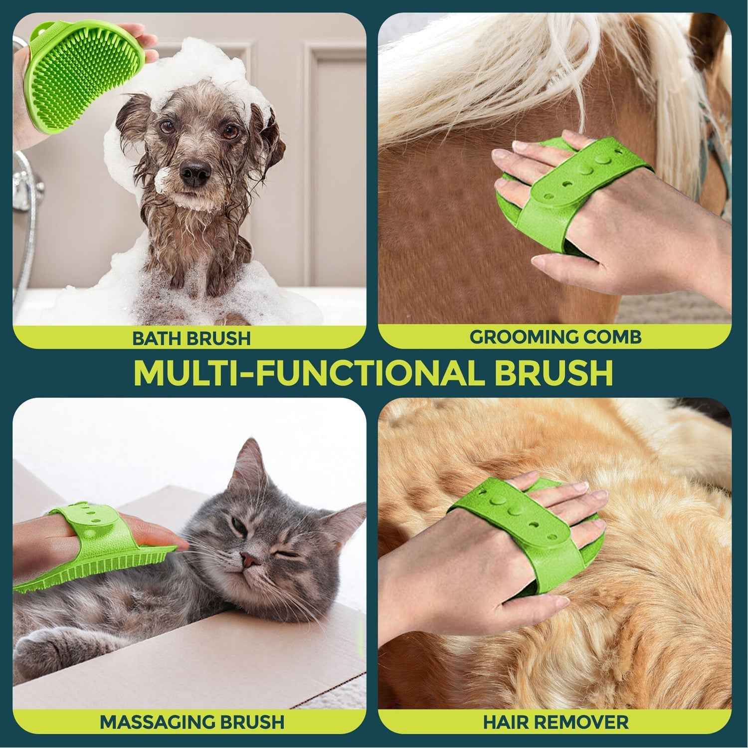 Puppies Pet Massage Rubber Bath Glove for Dogs, Cats, Rabbit, & Hamster | Grooming Shampoo Washing Hand Brush - 1 Piece