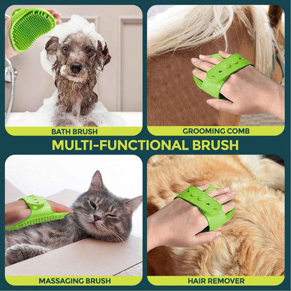 Puppies Pet Massage Rubber Bath Glove for Dogs, Cats, Rabbit, & Hamster | Grooming Shampoo Washing Hand Brush - 1 Piece