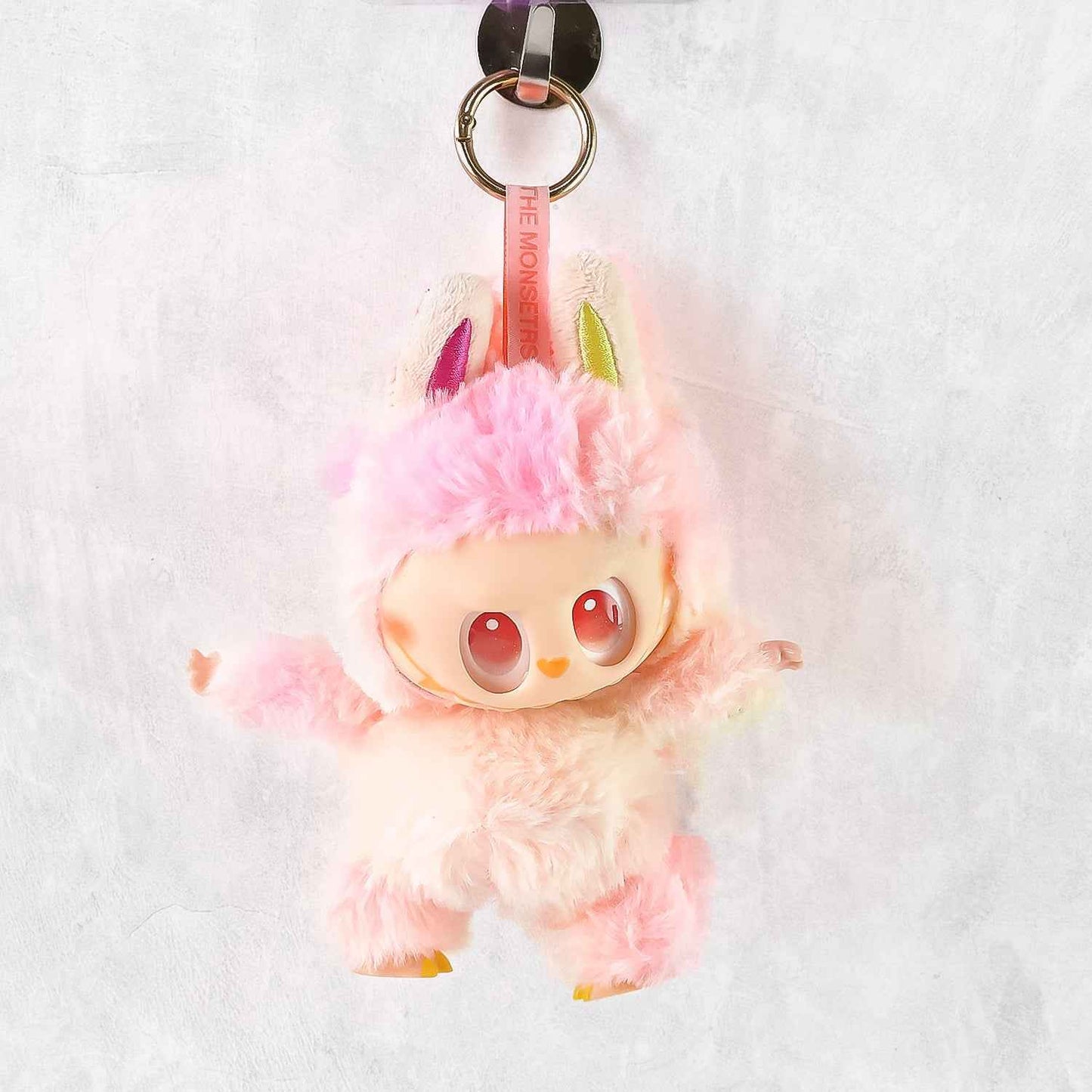 Pink Plush Toy Cartoon Keychain with Hook Colorful Animal Pink Have a Seat Vinyl Plush Blind Box  (1 Pc)