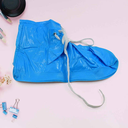 Plastic Shoes Cover Reusable Anti-Slip Boots Zippered Overshoes Covers & Shoe laces Waterproof Snow Rain Boots for Kids / Adult Shoes, for Rainy Season (1 Pair)