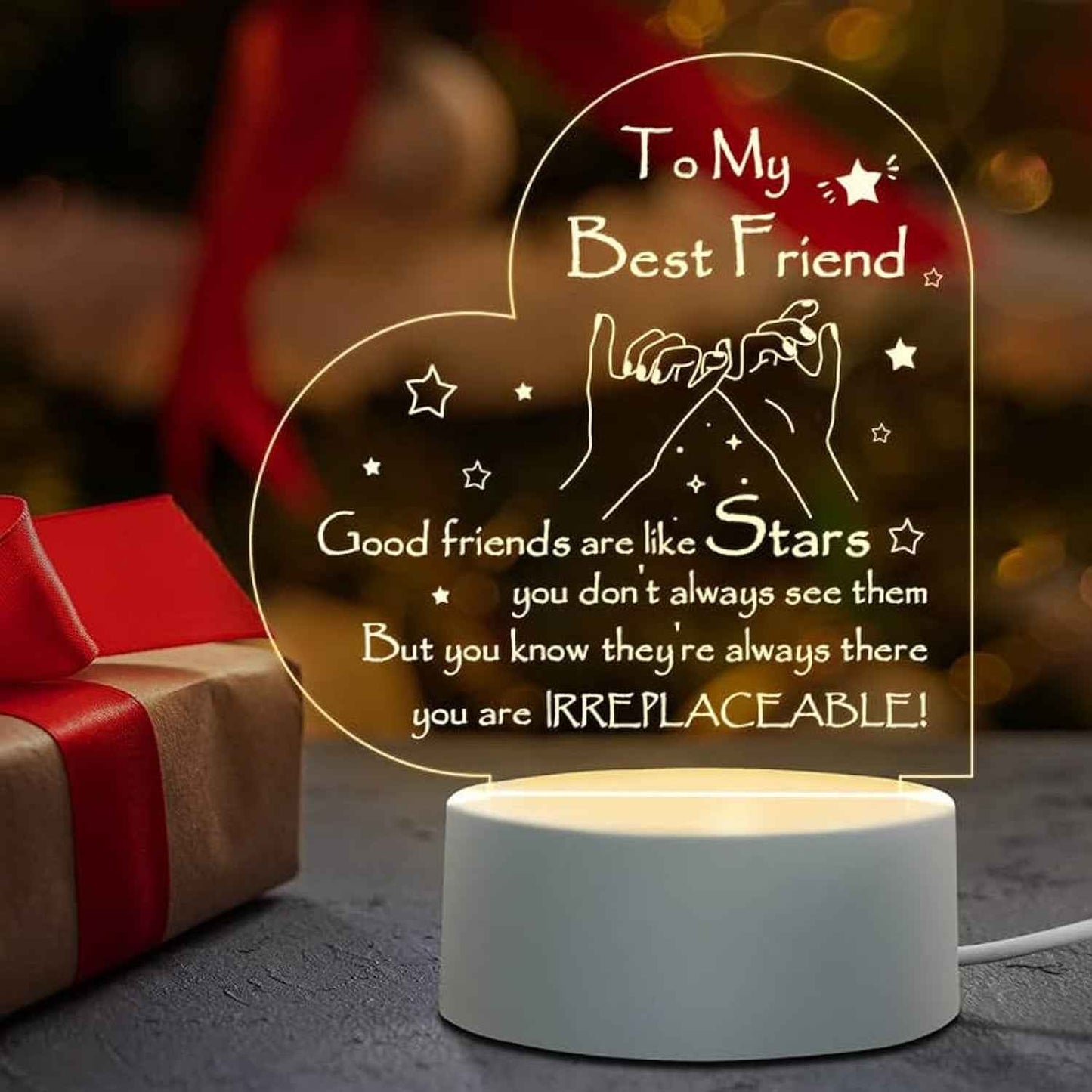 Heart Shape 3D LED Acrylic Night Lamp (1 Pc)
