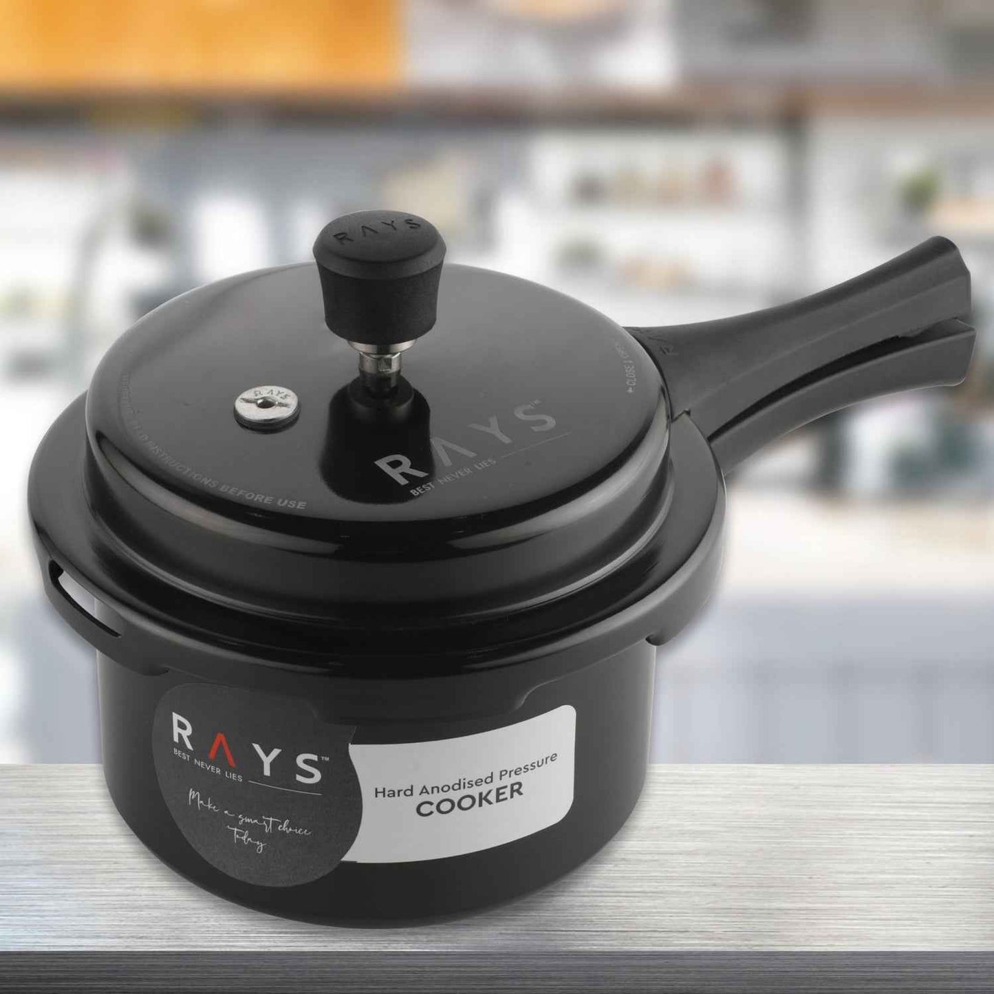 Aluminium Rays Black Beauty Pressure Cookers With Outer Lid (2.5 Litres / 1-Year warranty,  ISI Number :- 2347, BIS Number :- CM/L -7600164310