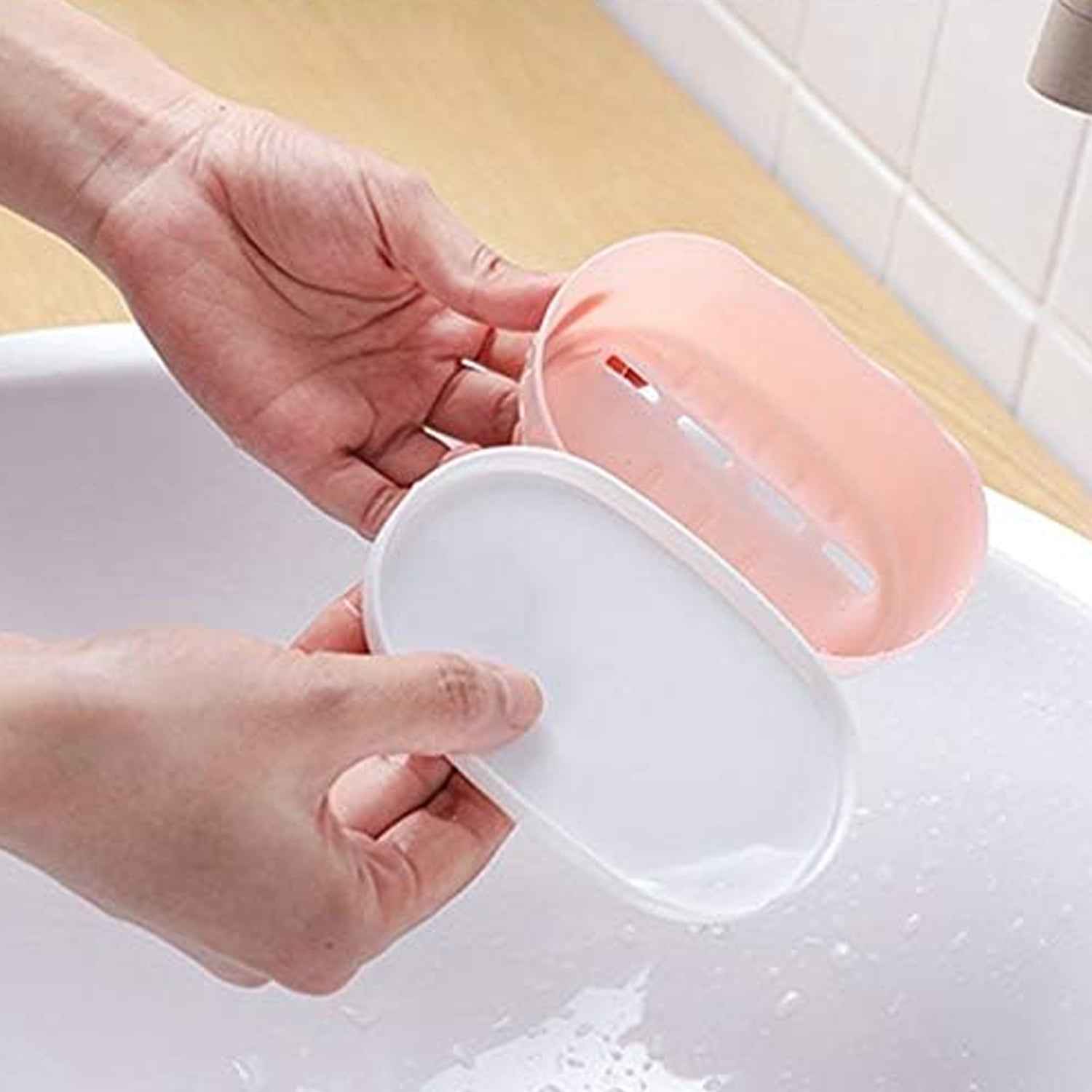 Soap Container, Soap Box Household Kitchen and Bathroom Can Use PP Material Drain Box Double Soap Dish, for Bathroom Shower Home Outdoor Camping ,Sabudani (1 Pc)