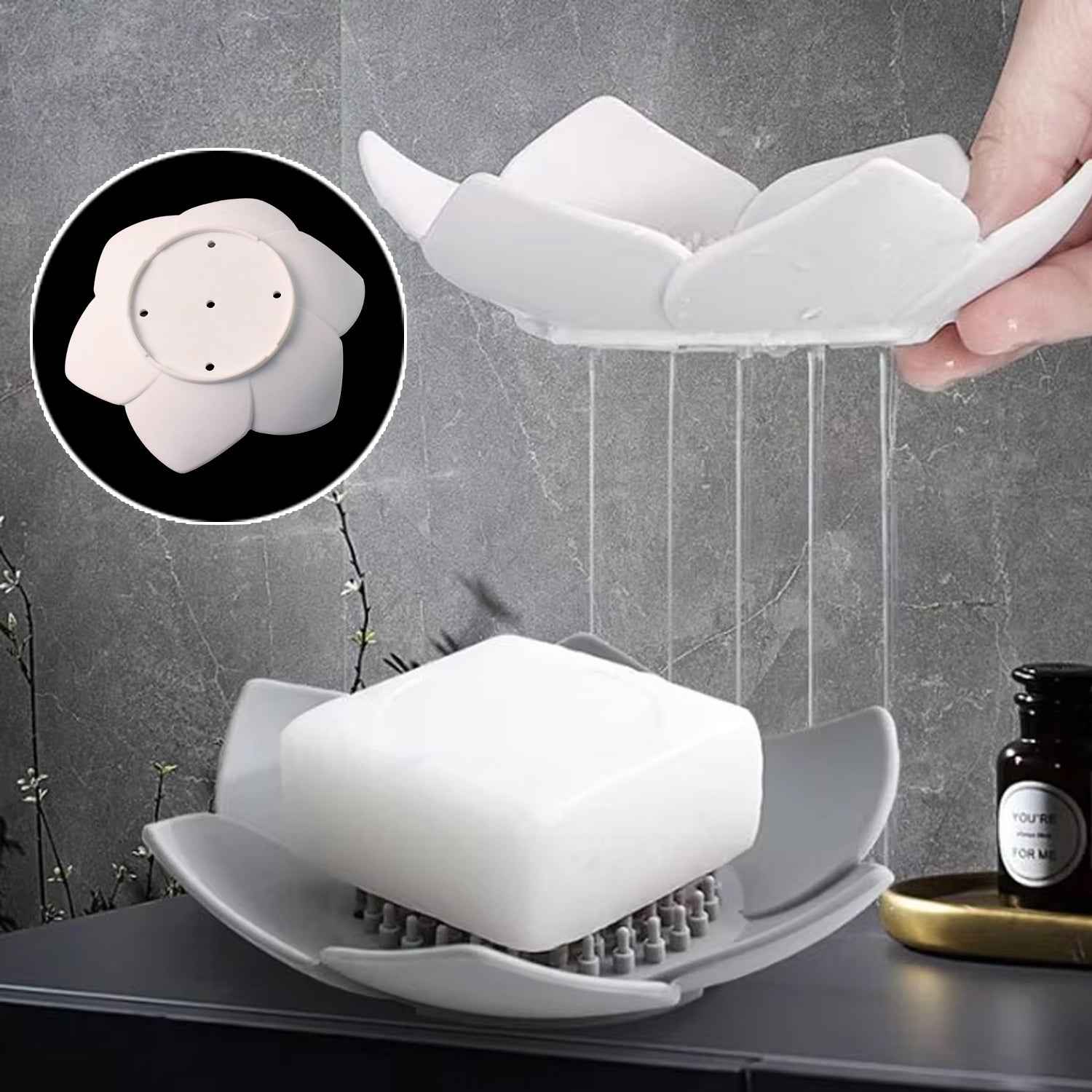 Elegant Lotus-Shaped Self-Draining Soap Dish Holder (1 Pc)