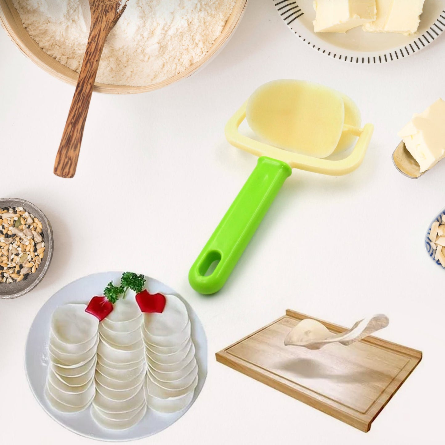 Plastic Cake Ball Cutter - Round Roll Forming Mold for Baking & Puri Making (1pc)