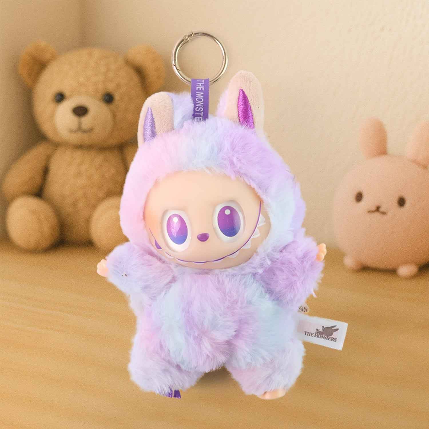 Light Purple Plush Toy Cartoon Keychain with Hook Colorful Light Purple Have a Seat Vinyl Plush Blind Box (1 Pc)