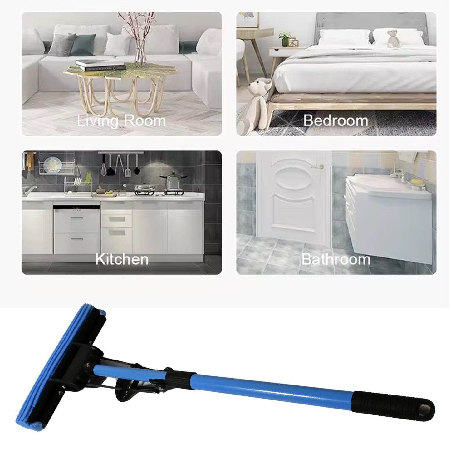 Floor Cleaning Squeeze Mop with Adjustable Telescopic Handle and Squeegee Pocha (1 Pc)
