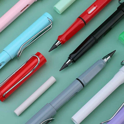 2-in-1 Everlasting Magic Pencil with Replaceable Eraser – Inkless, Reusable, Portable (1 Pc / Mix Color))