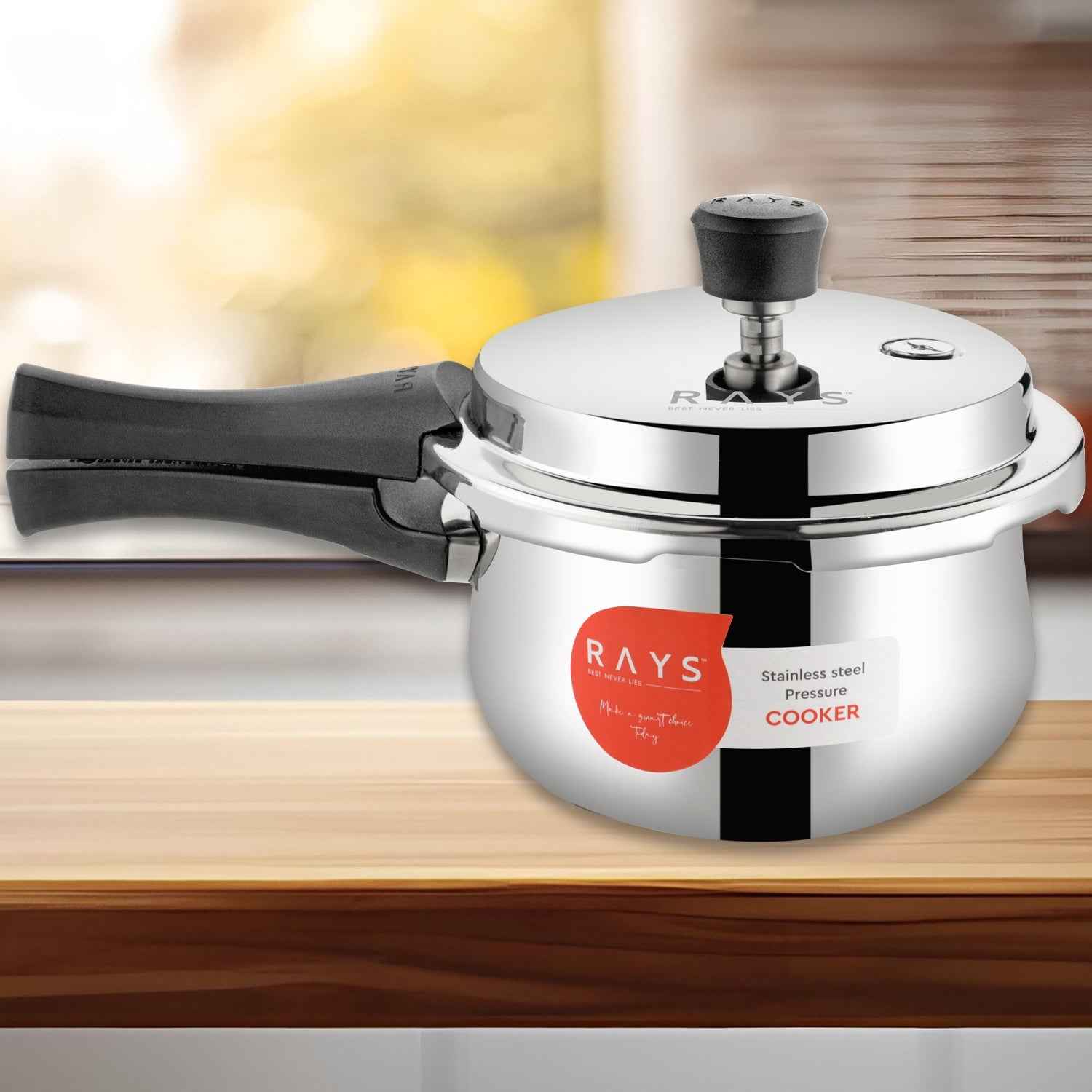 Stainless Steel Rays Fusion Pressure Cookers With Outer Lid (3.5 Litres / 5-Year warranty,  ISI Number :- 2347, BIS Number :- CM/L -7600164310