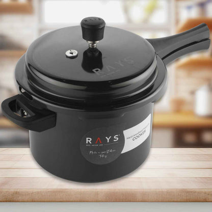 Aluminium Rays Black Beauty Pressure Cookers With Outer (5.5 Litres / 1-Year warranty,  ISI Number :- 2347, BIS Number :- CM/L -7600164310