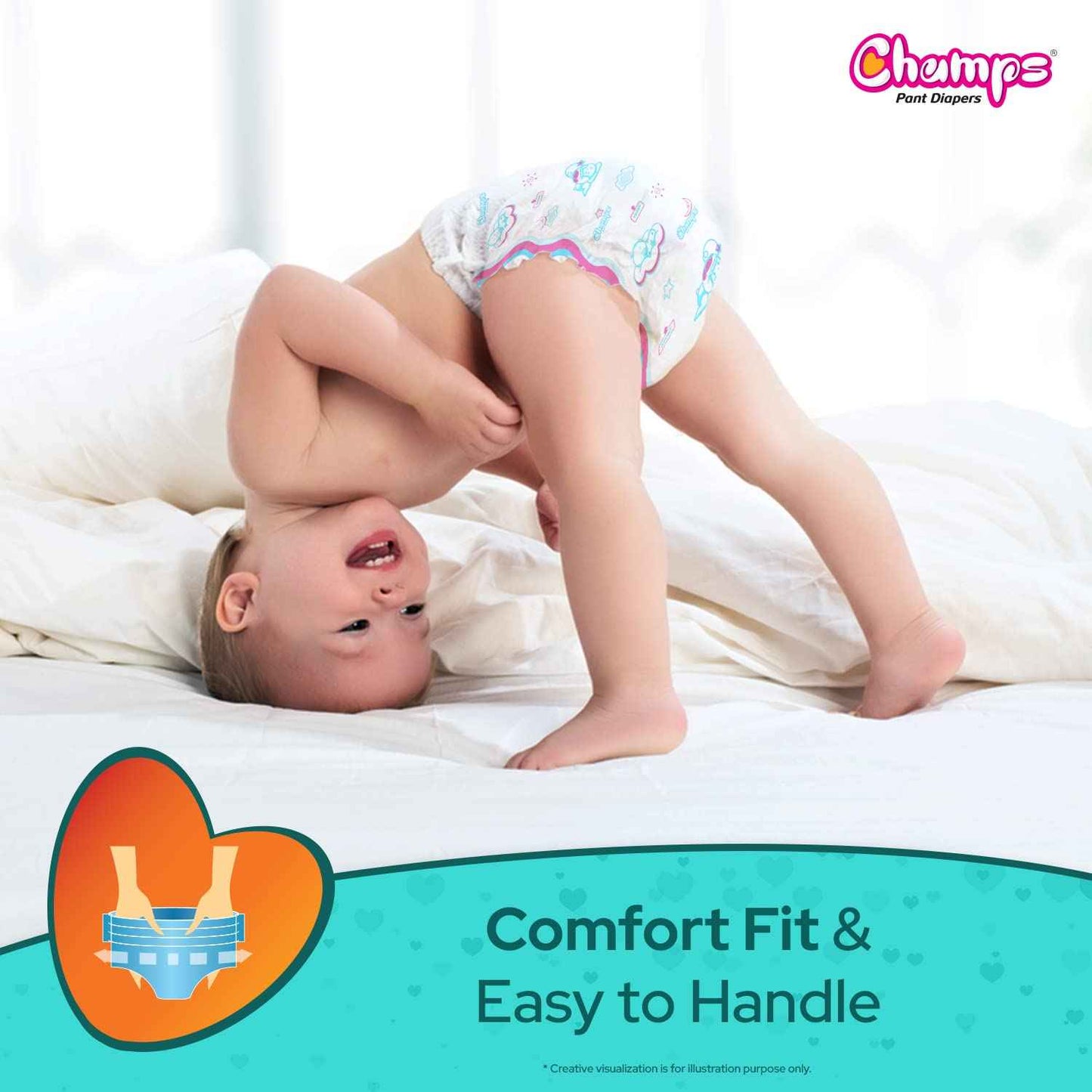 Champs Soft and Dry Baby Diaper Pants 62 Pcs (Large Size  L62)