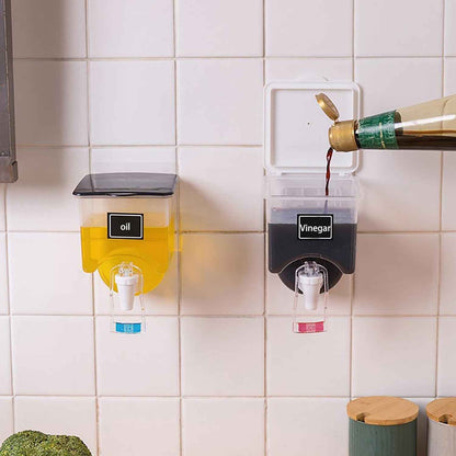 Wall Mounted Automatic Sauce Press Bottle - Container Box - Oil Vinegar Storage Dispenser Kitchen Tool
