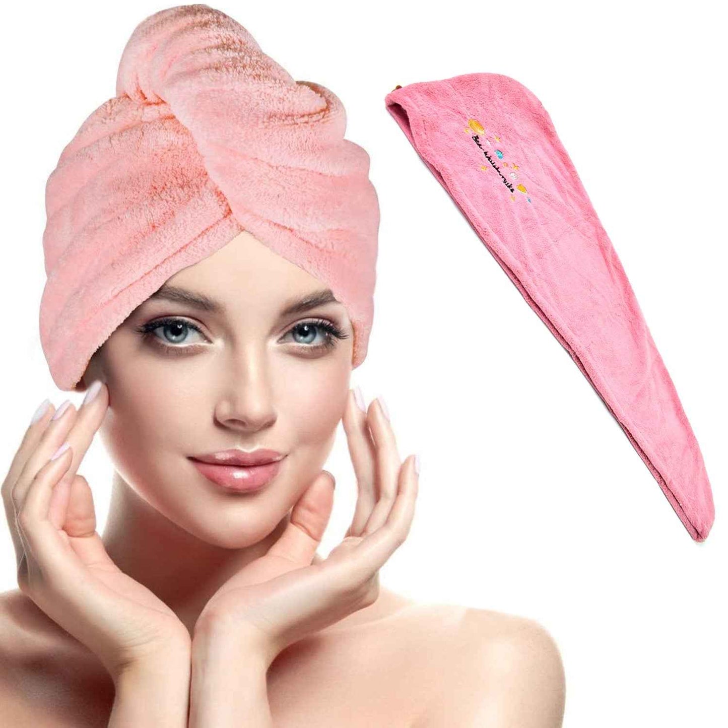 Microfiber Hair Wrap Towel Cap (1 Pc / 63x23 Cm /  Mix Color), Hair accessories