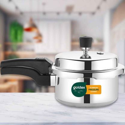 Aluminium Unique Goldex Pressure Cookers With Outer Lid (2 Litres / 5-Year warranty,  ISI Number :- 2347, BIS Number :- CM/L -7600164310