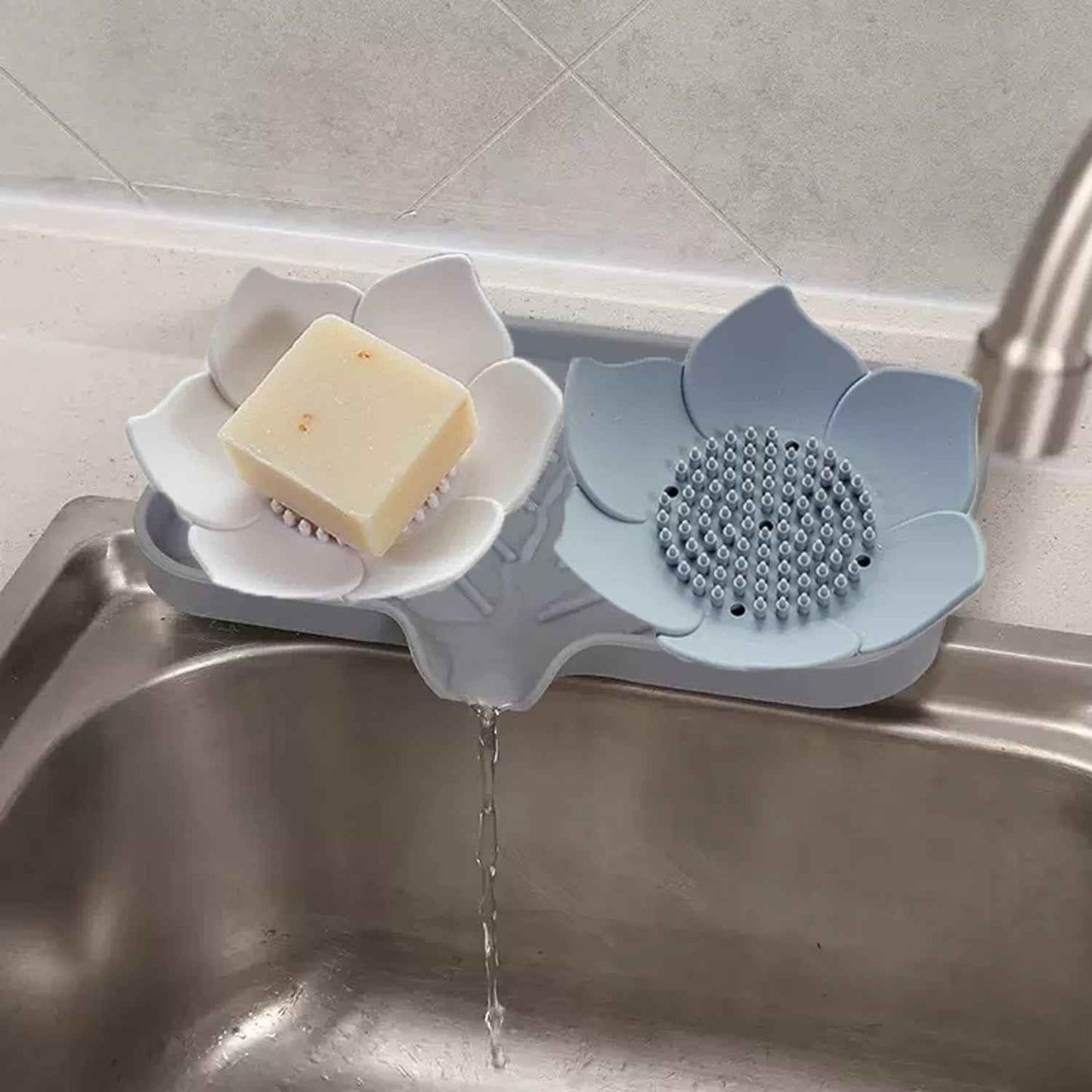 Elegant Lotus-Shaped Self-Draining Soap Dish Holder (1 Pc)