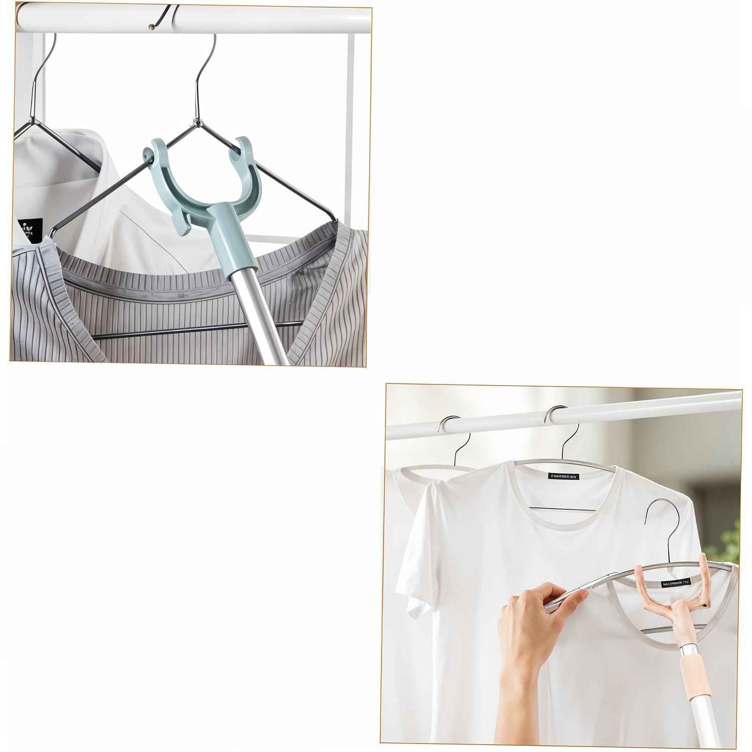 Stainless Steel Telescopic Pole Clothes Hooks Hanger (1 Pc / 145 Cm)