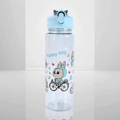 3 in 1 Plastic water drinking bottle with handle straw  (3 Pcs Set)