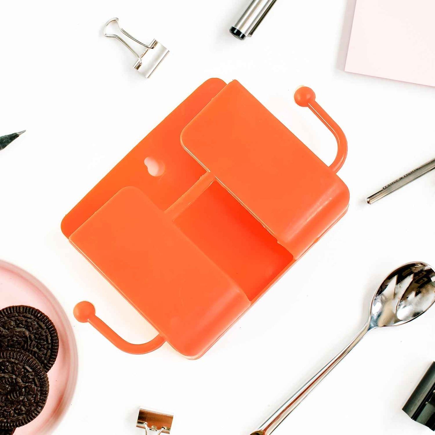 1 Pc Orange Wallmount Mobile Stand With Hook for and stuffs purposes.