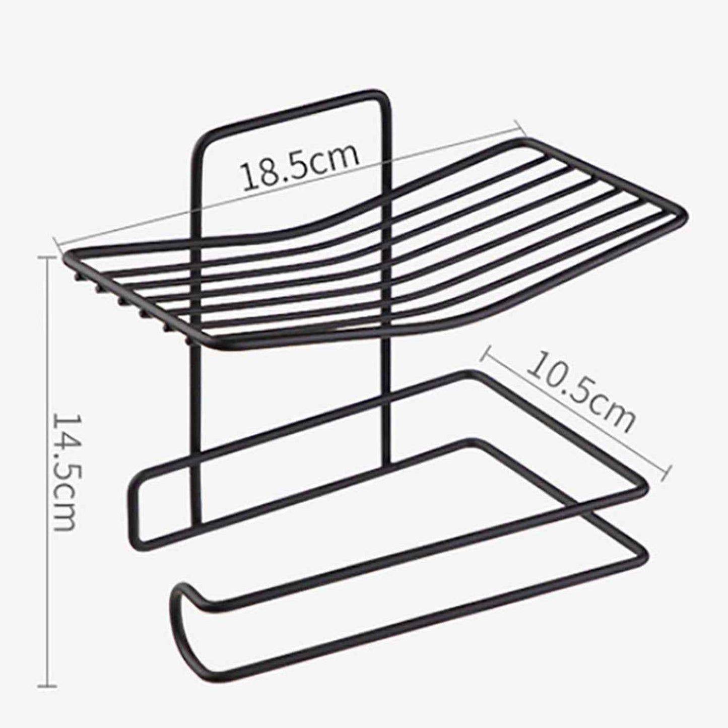 Iron Black Coated Self Adhesive Wall Mounted Tissue / Toilet Paper Holder