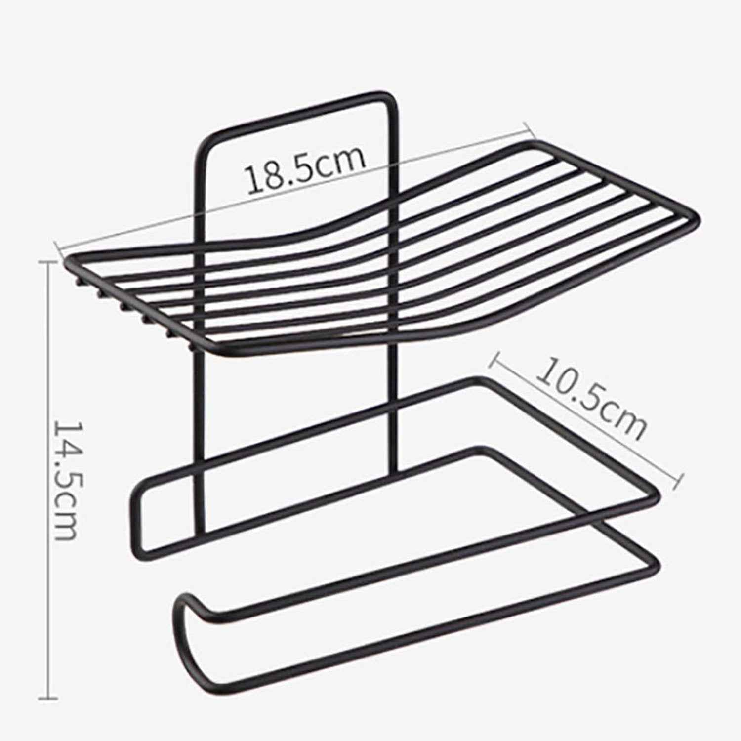 Iron Black Coated Self Adhesive Wall Mounted Tissue / Toilet Paper Holder
