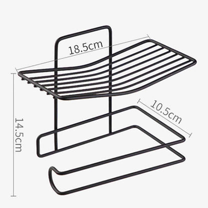Iron Black Coated Self Adhesive Wall Mounted Tissue / Toilet Paper Holder