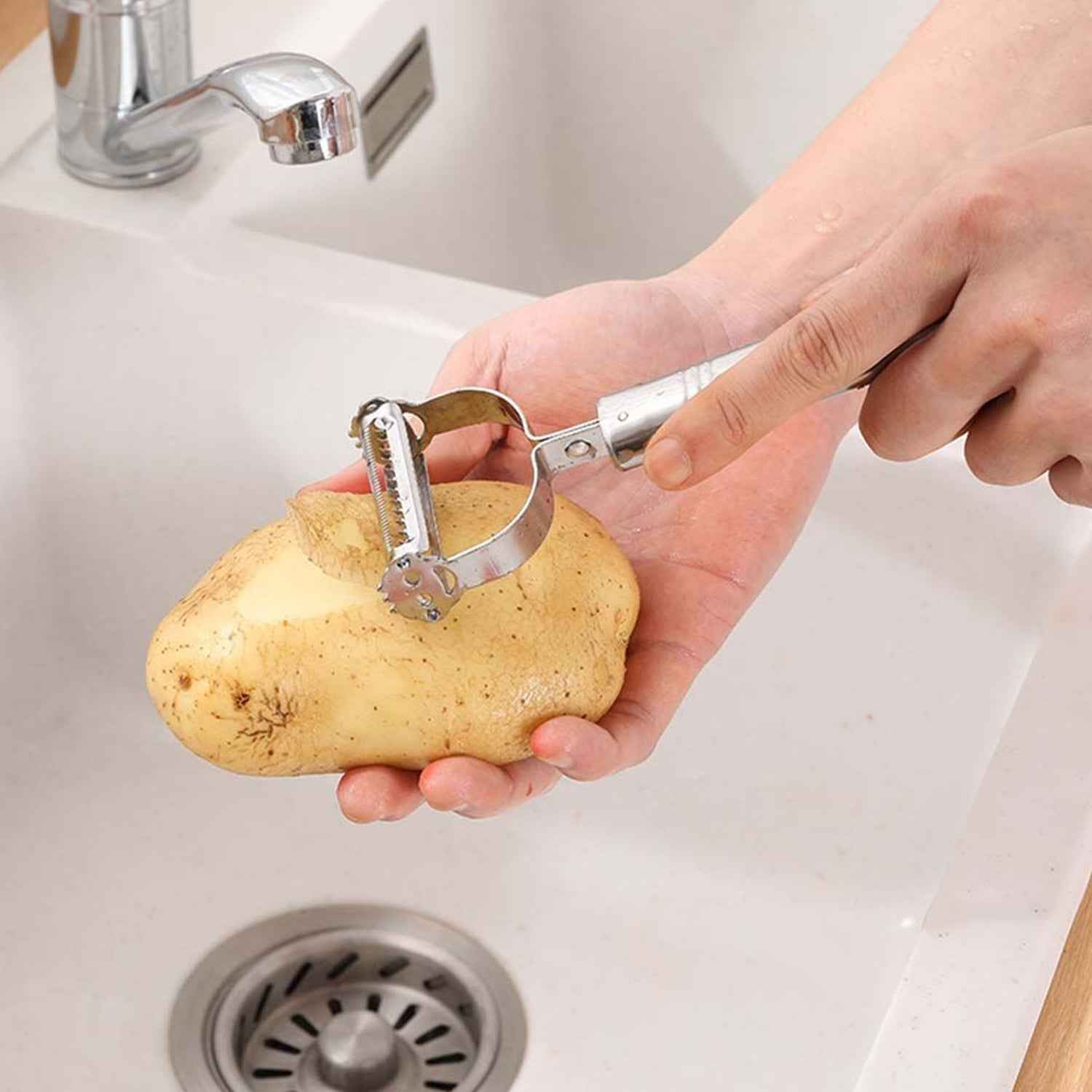 Stainless Steel 2-in-1 Potato Peeler - Multifunctional Julienne Cutter for Vegetables & Fruits