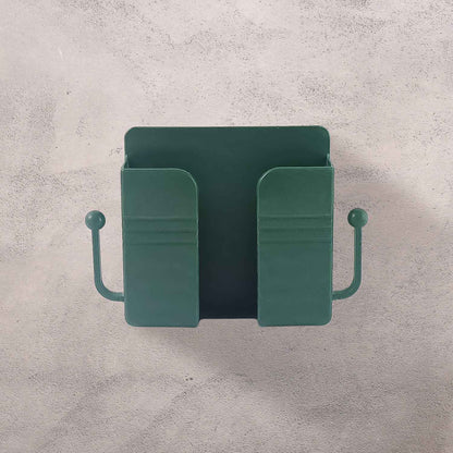 Wall-Mounted Mobile Charging Holder with Dual Hooks (1 Pc)