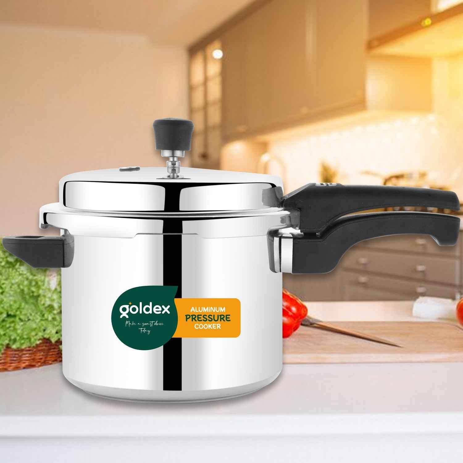 Aluminium Classic Goldex Pressure Cookers With Outer Lid (5 Litres / 5-Year warranty,  ISI Number :- 2347, BIS Number :- CM/L -7600164310