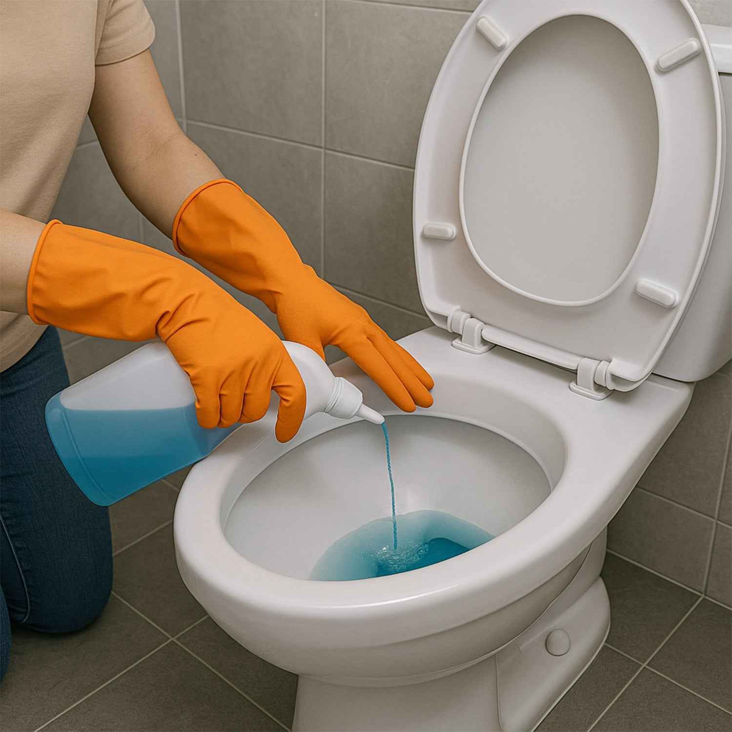 1 Pair Large Orange Gloves For Types Of Purposes Like Washing Utensils, Gardening And Cleaning Toilet Etc.