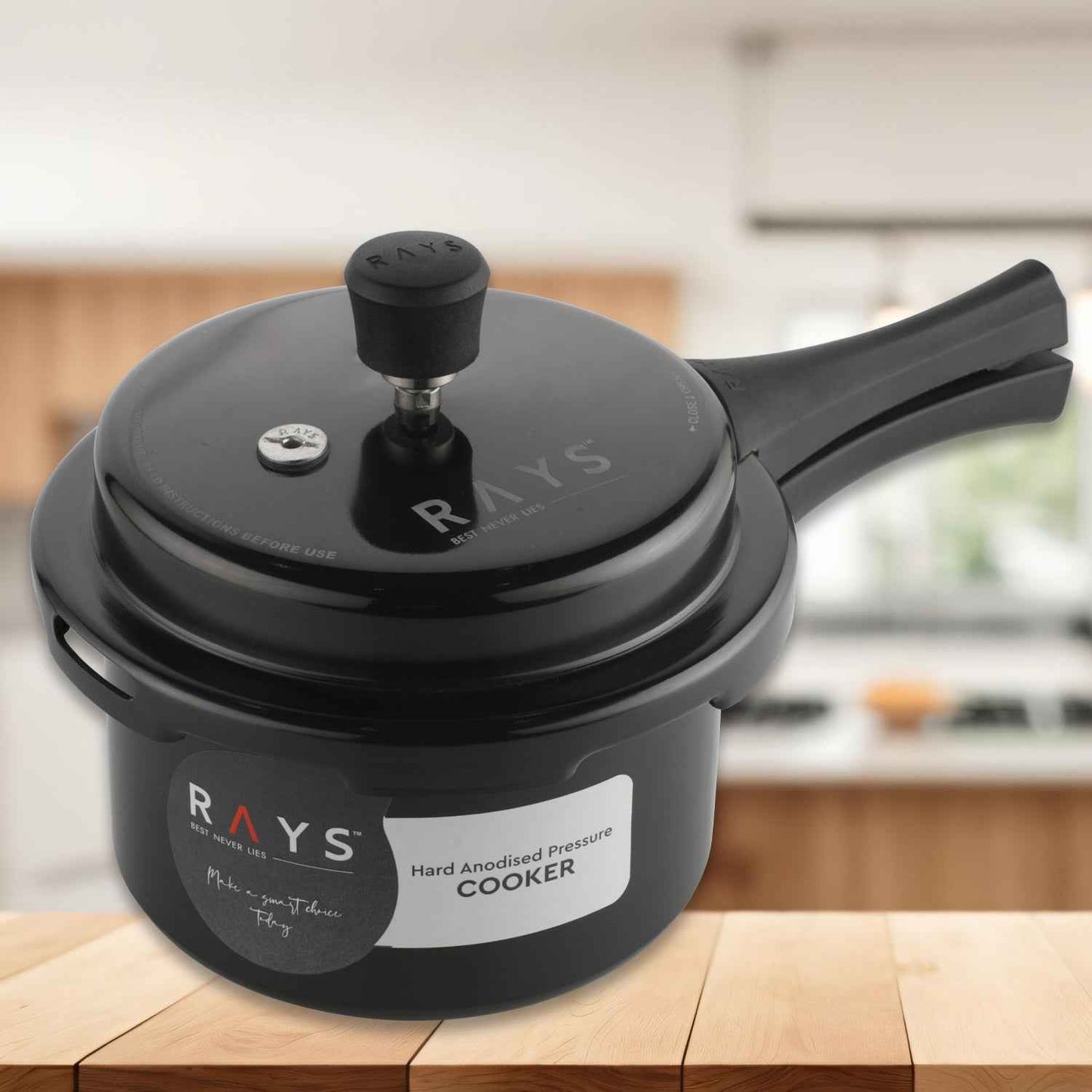 Aluminium Rays Black Beauty Pressure Cookers With Outer Lid (2.5 Litres / 1-Year warranty,  ISI Number :- 2347, BIS Number :- CM/L -7600164310