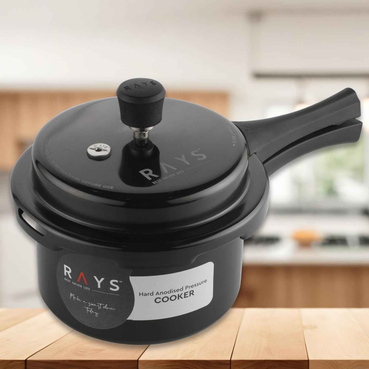 Aluminium Rays Black Beauty Pressure Cookers With Outer Lid (2.5 Litres / 1-Year warranty,  ISI Number :- 2347, BIS Number :- CM/L -7600164310