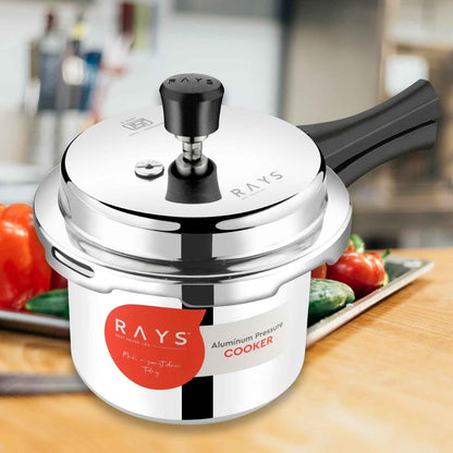 Aluminium Rays Aura Pressure Cookers With Outer Lid (1.5 Litres / 5-Year warranty,  ISI Number :- 2347, BIS Number :- CM/L -7600164310
