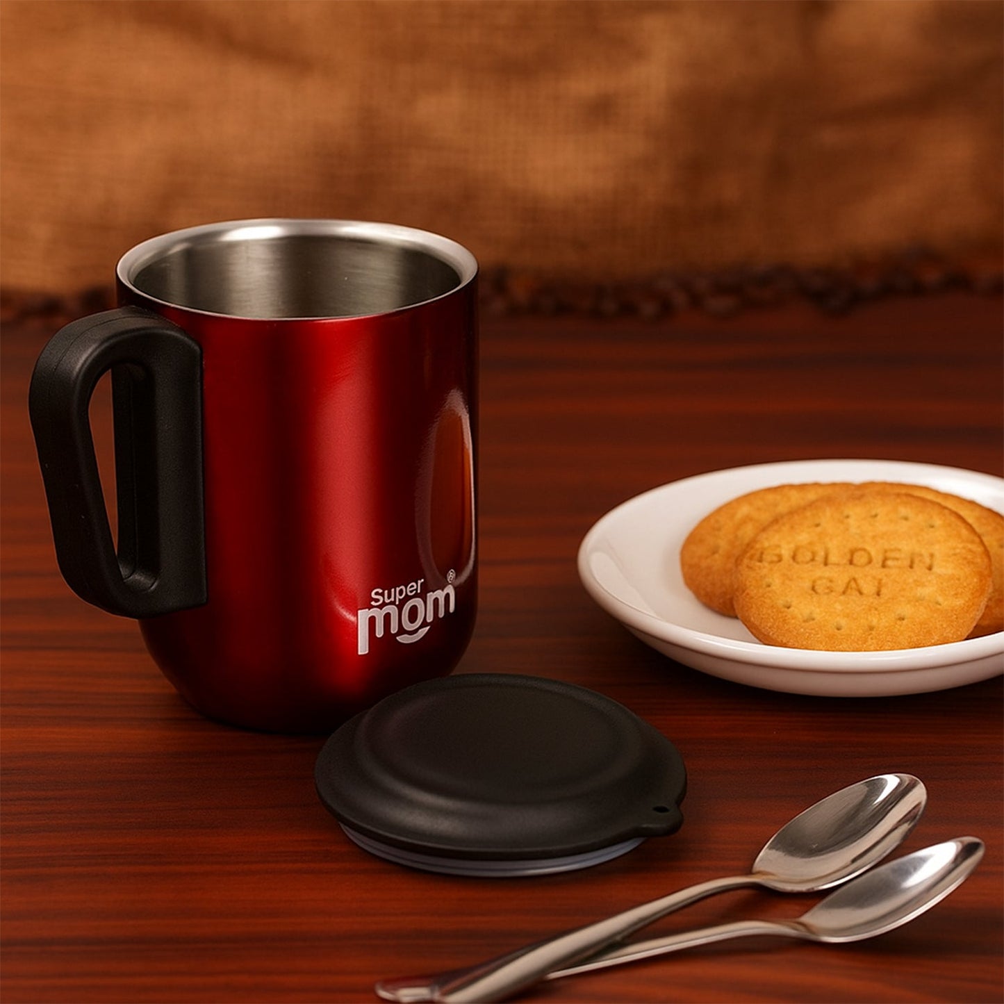 Supermom Stainless Steel Metallic Coffee Mug Approx 300ml, Tumbler (1 Pc)