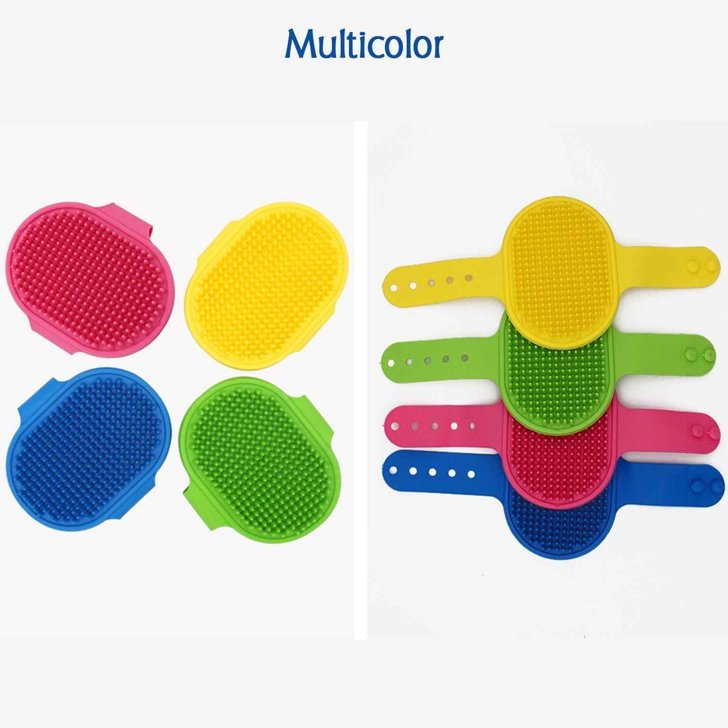 Puppies Pet Massage Rubber Bath Glove for Dogs, Cats, Rabbit, & Hamster | Grooming Shampoo Washing Hand Brush - 1 Piece