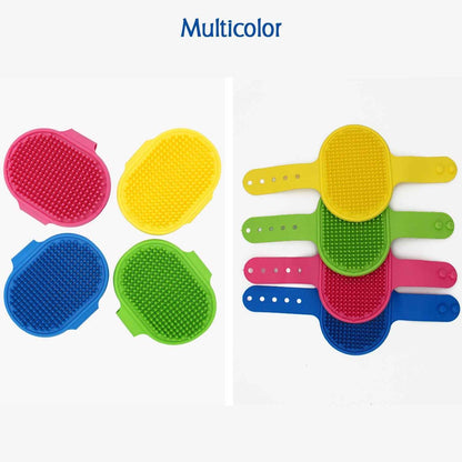 Puppies Pet Massage Rubber Bath Glove for Dogs, Cats, Rabbit, & Hamster | Grooming Shampoo Washing Hand Brush - 1 Piece