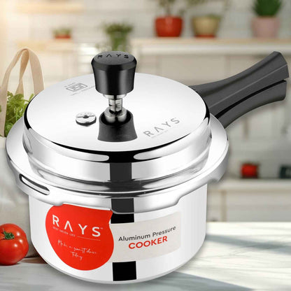 Aluminium Rays Aura Pressure Cookers With Outer Lid (3.5 Litres / 5-Year warranty,  ISI Number :- 2347, BIS Number :- CM/L -7600164310