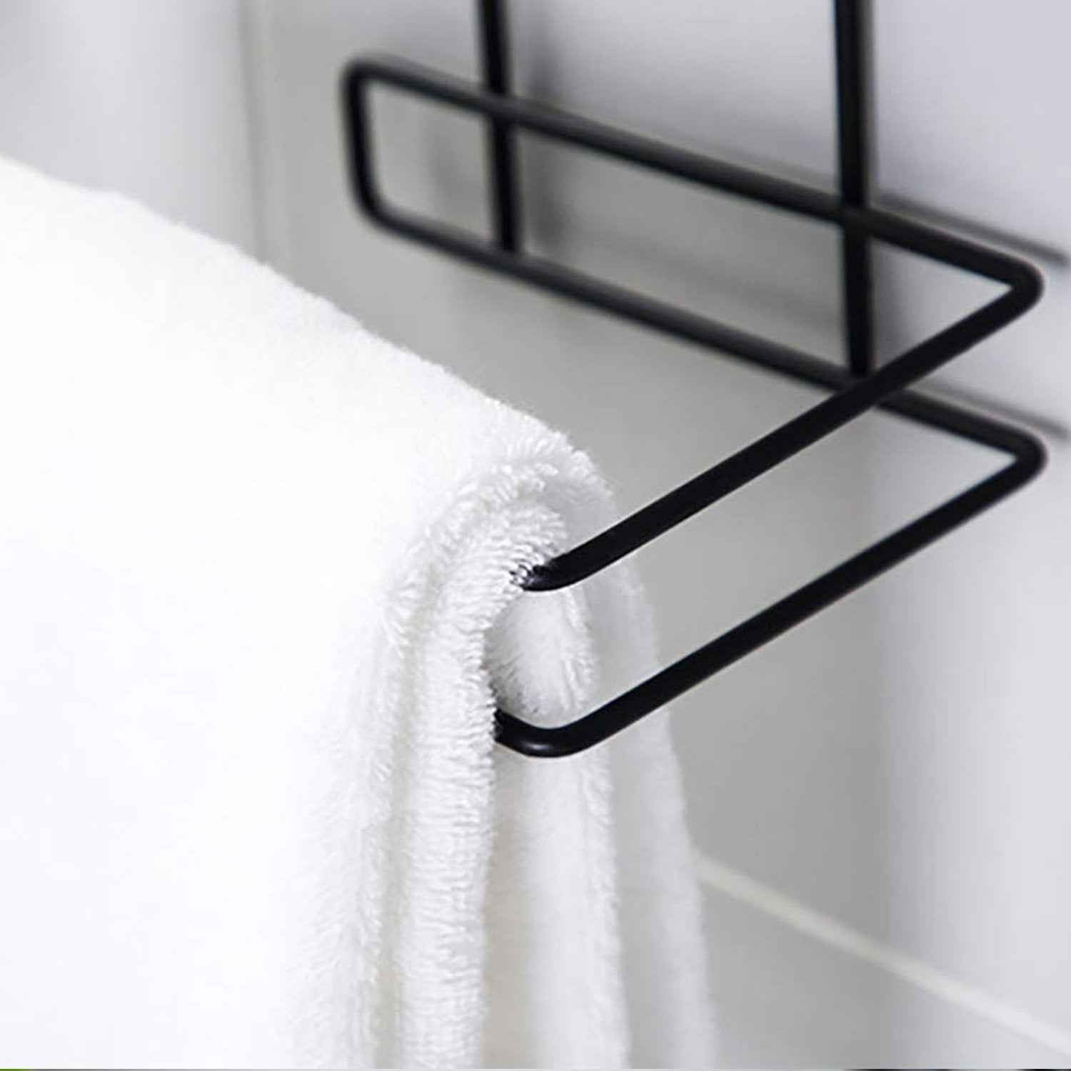 Iron Black Coated Self Adhesive Wall Mounted Tissue / Toilet Paper Holder