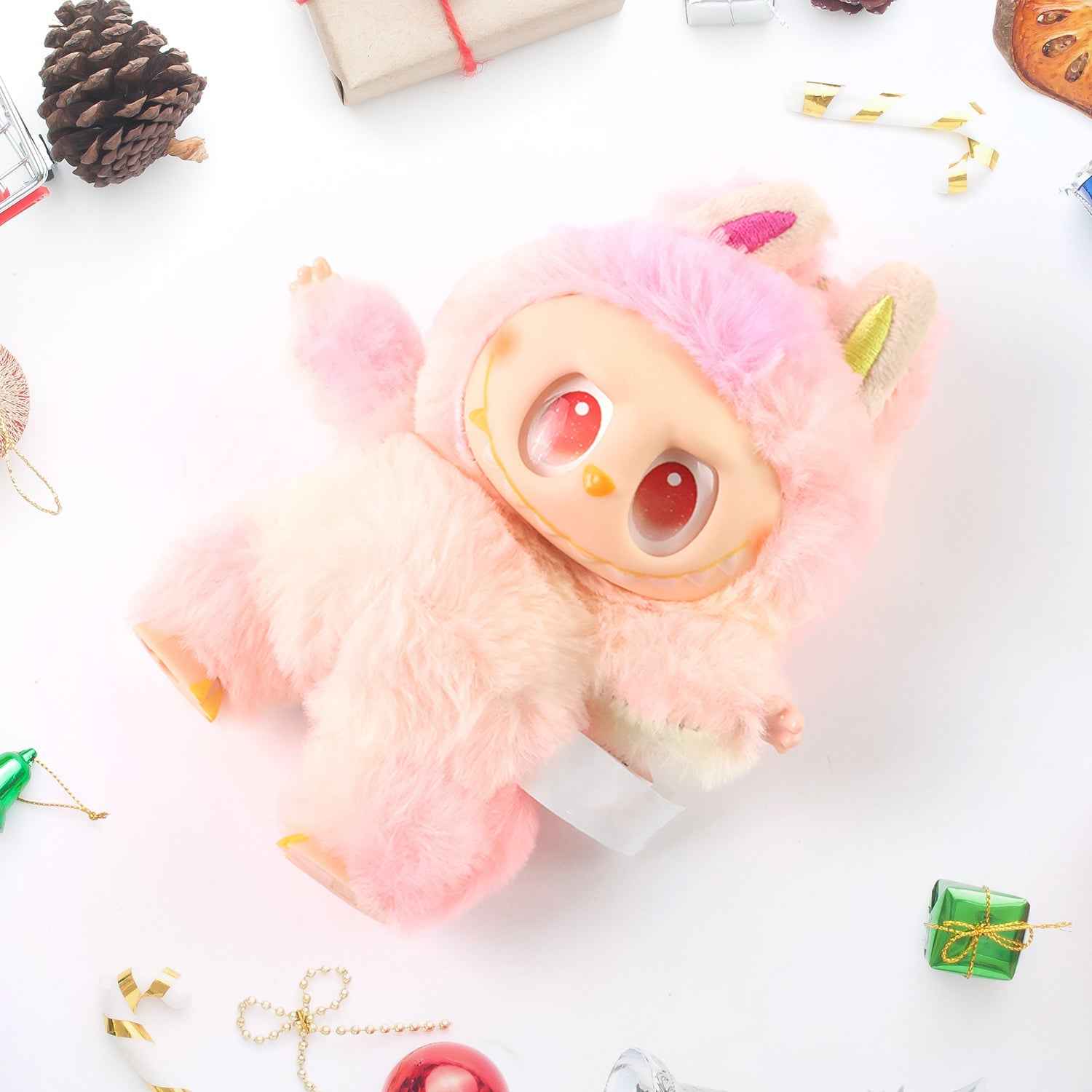 Pink Plush Toy Cartoon Keychain with Hook Colorful Animal Pink Have a Seat Vinyl Plush Blind Box  (1 Pc)